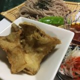 6月19日のお昼ごはん(エリンギの天麩羅とざる蕎麦、タイ風麺)