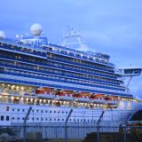 6月9日の晩ごはん(鯛のあら炊き、夕暮れのダイヤモンド・プリンセス)